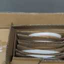 AmorArc Ceramic Dinnerware Sets for 4, 12 Pieces Handpainted Plates and Bowls Set with Rustic Terracotta Underside, Scratch Resistant Stoneware Dishes Set, Dishwasher & Microwave Safe, White