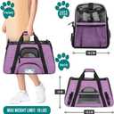 PetAmi Airline Approved Pet Carrier for Cat, Soft Sided Dog Carrier for Small Dog, Cat Travel Supplies Accessories for Indoor Cat, Ventilated Pet Carrying Bag Medium Kitten Puppy, Large Heather Purple (19.5"L x 10.2"W x 12.0"H)