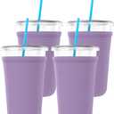 TahoeBay Iced Coffee Cold Cup Sleeve (4-Pack) Reusable Blank Neoprene Insulator Drink Sleeves 22oz - 24oz Beverage Holder for Vinyl Sublimation fits Dunkin' Medium and Starbucks Venti (Lavender)