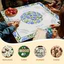 Blue and White Chinoiserie Porcelain Mahjong Mat 31.5 x 31.5 in
