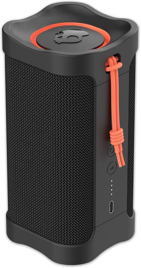 Skullcandy Terrain Wireless Bluetooth Speaker - IPX7 Waterproof Portable Speaker with Dual Custom Passive Radiators, 14 Hour Battery, Nylon Wrist Wrap, & True Wireless Stereo (Black)