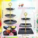 Honeydak 3 Sets of 3 Tier Serving Tray 3 Tiered Dessert Stand Wedding Cupcake Stand PP Plastic Cupcake Holder Dessert Tray Cake Fruit Candy Table Display Set for Birthday(Black)