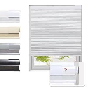 Tonature No Drill Cellular Shades for Indoor Windows, Thermal Insulating & Noise Reducing Honeycomb Blinds, Free Stop Cordless Blackout Shades, White, 18" W x 64" H