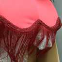 VIHOSE Victorian Scallop Lamp Shade Red 15.75"b × 11"h Fringe Lamp Shade