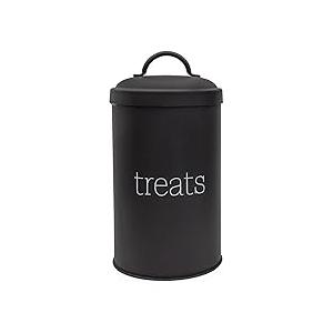 AuldHome Design Enamelware Dog Treat Jar (Black), Large Modern Farmhouse Pet Treats Container