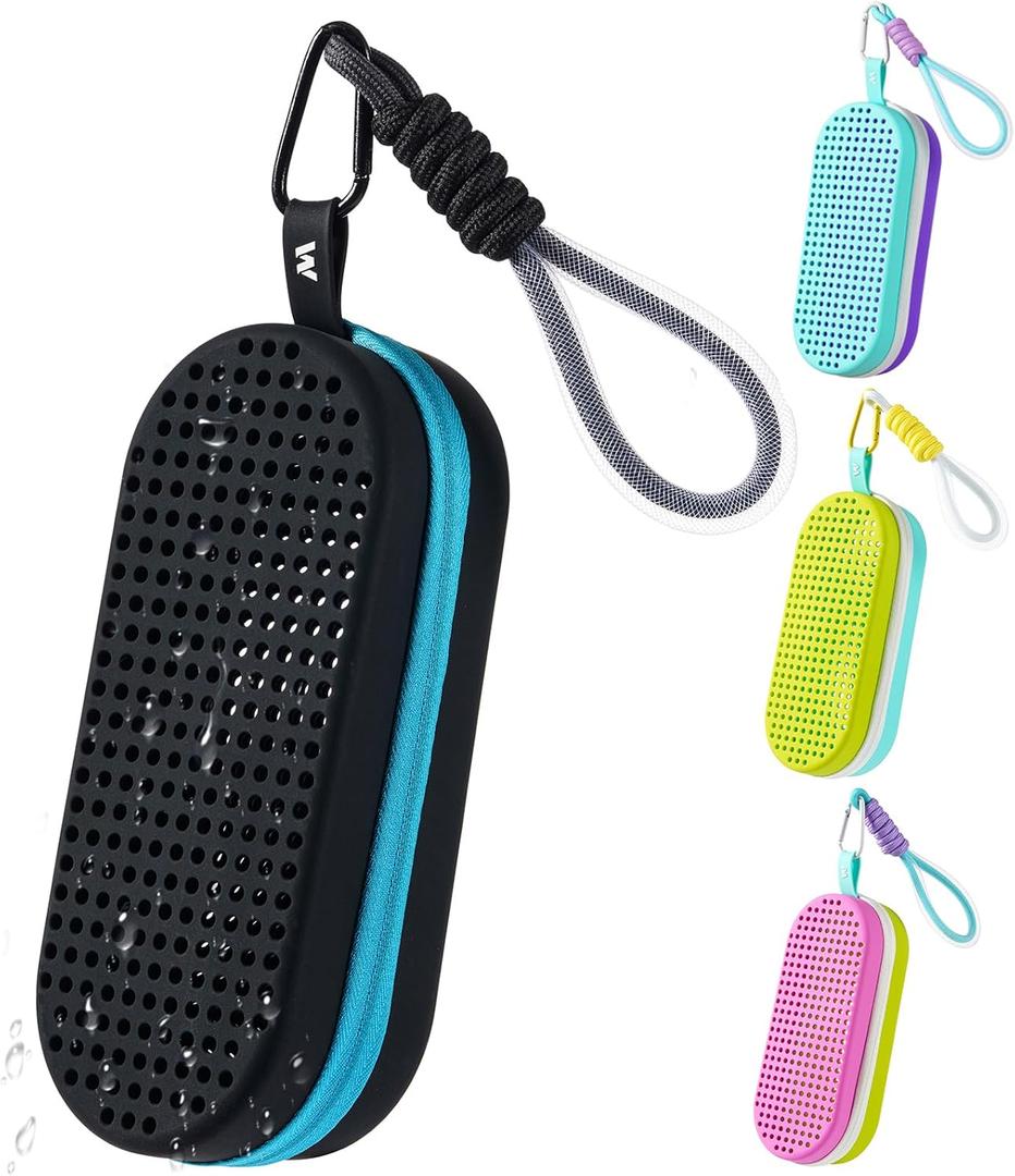 Swim Goggle Case For Swimming Goggles, Silicone Protective Cases with Drain Hole for Goggles (Black)
