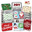 Tuzuaol 48 PCS Christmas Cookie Tins with Lid, Foil Treat Containers for Holiday Gift Giving Party Supplies Decorations and Disposable Food Storage