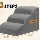 Romrol Dog Stairs Ramp for Beds Couches, Extra Wide Pet Steps with Durable Non-Slip Waterproof Fabric Cover, Dog Slope Stairs for Small Dogs and Cats or Pets Friendly, 3-Tiers