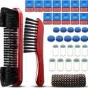 7 Set Billiards Pool Table Brush for Cleaning Pool Table Cleaner Felt Brush Kit Include Snooker Table, Rail Brush 2 Cue Shaft Cloth 12 Pool Cue Chalk Cube 20 Pool Cue Tip Replacement (Brown)