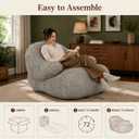Bean Bag Chair for Adults, Oversized Memory Foam Fluffy Bean Bag for Personal Apartment, Bedroom and Living Room Soft Flannel Floor Chair Sofa for Comfy Relaxing Reading (Gray)