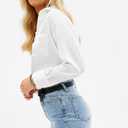 Satin Button Down Shirts for Women Long Sleeve Slim Fit Office Blouses Casual Business Silk Tops with Pocket S-XXL