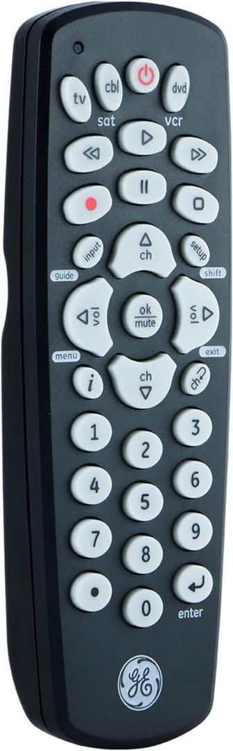 GE Universal Remote Control for Samsung, Vizio, LG, Sony, Sharp, Roku, Apple TV, TCL, Panasonic, Smart TVs, Streaming Players, Blu-ray, DVD, 4-Device, Silver, 33709