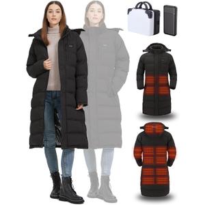 Windpost Heated Jackets for Women,Womens Heated Jacket 8 Heating Zones with 10000mAh Battery Pack,Heated Coats for Women XL