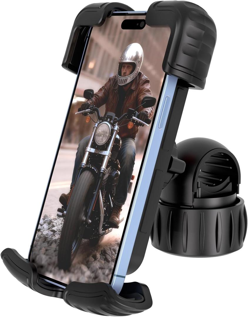 Bike Phone Holder, Motorcycle Phone Mount, 1s Lock | Silicone Protective | Anti-Shock | for iPhone | Samsung | Pixel | 5.1-6.8" Cellphone