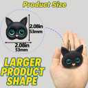 Large Black Cat Head Shower Curtain Hooks Set of 12 - Cute Resin Bathroom Curtain Rings for Kids and Cat Lovers, Fits Standard Shower Curtain Rods