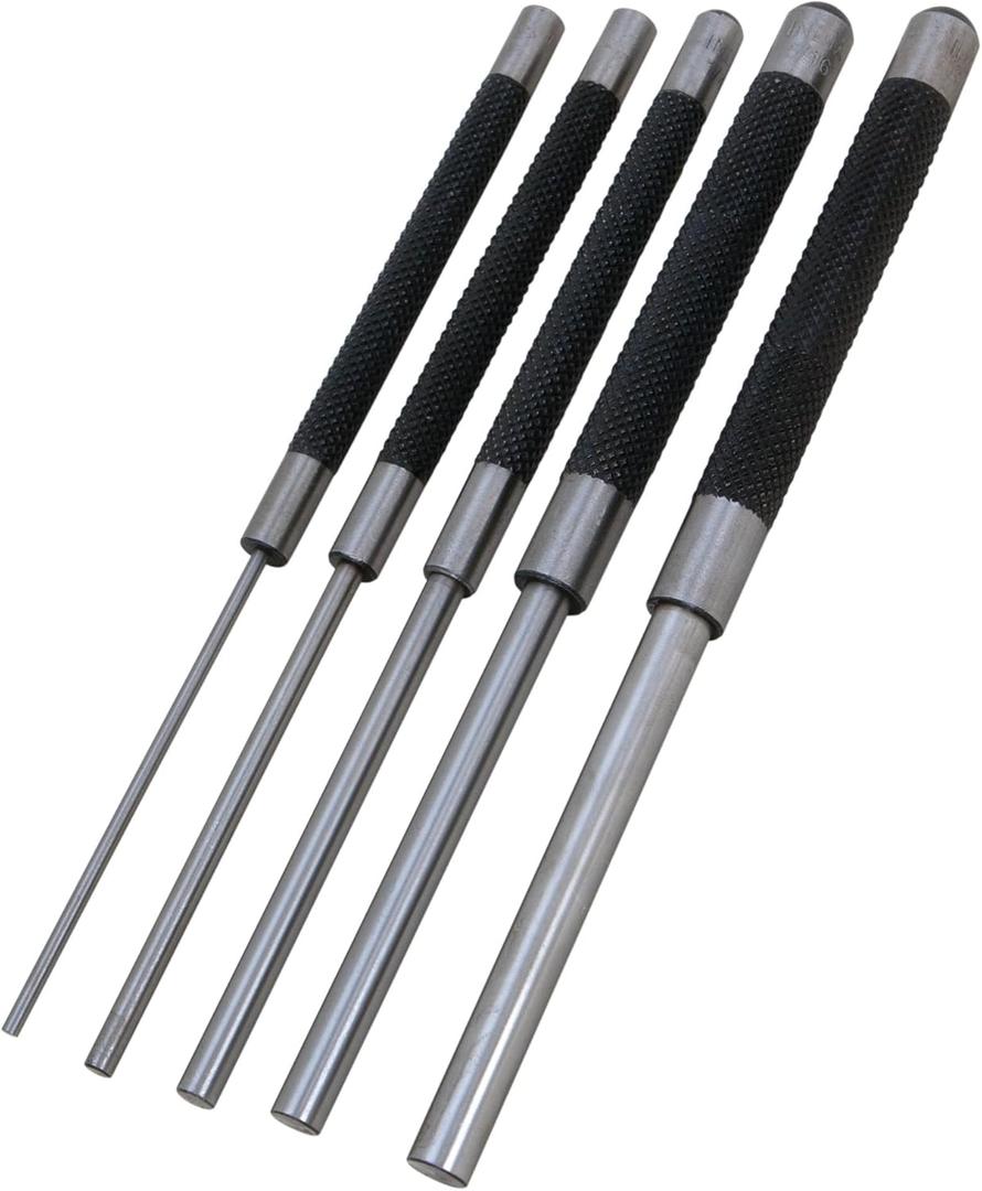 Performance Tool W758 3 Piece 8-Inch Long Carbon Steel Pin Punch Set, Pin Sizes 1/8", 1/4", 5/16" 