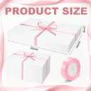 5 Set Full Sheet Cake Box 26 x 18 x 4 Inch with Cake Boards and Pink Satin Ribbon Large Rectangle Bakery White Bakery Boxes for Packaging Cupcakes Muffins Pie, 26 x 18.5 x 4 inches