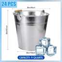 Didaey 24 Pcs 9 Quart Large Galvanized Metal Buckets with Handle Inch Heavy Duty Stainless Steel Pails Round Pail for Party Wedding, Crafts, Utensils, Table Centerpieces (Silver)