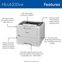 Brother HLL6210DW Business Monochrome Laser Printer with Large Paper Capacity, Wireless and Gigabit Ethernet Networking, Advanced Security Features and Mobile Printing 