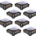 Xuhal 8 Pcs Solar Rotating Stand Turntable Battery Powered Double Use Solar Display Stand Jewelry Spinner 360 Degrees Solar Showcase Base Watch Hobby Collection Shelf for Table (Black)