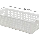 Plastic Storage Organizer Basket, Slim Organizing Basket, White