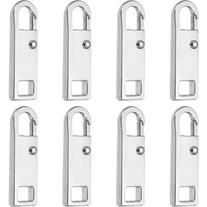uxcell 8Pcs Zipper Pull Replacement, Metal Zipper Handle Mend Fixer Tab Repair for Luggage Suitcase Backpack Jacket Bags Boots Coat Handbags, Silver Small