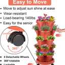 DUNCHATY Stackable Planter, Vertical Strawberry Planter with Garen Tool Set, Self Watering Garden Planter Indoor/Outdoor 5 Tier Herb Planter Pots for Growing Vegetables and Succulents, Clay Red