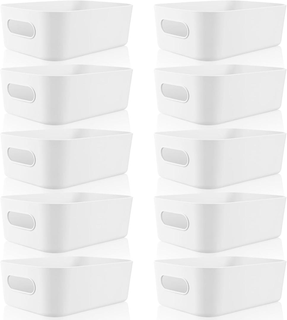 Zopeal 10 Pcs Grayish white Plastic Storage Bins12 x 8 x 5 in