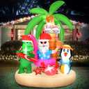 Christmas Santa Inflatable Outdoor Decorations, Christmas Blow up Yard Decorations, 7 ft Inflatable Santa Vacation Decor with Build in LED Light for Xmas Holiday Garden Lawn