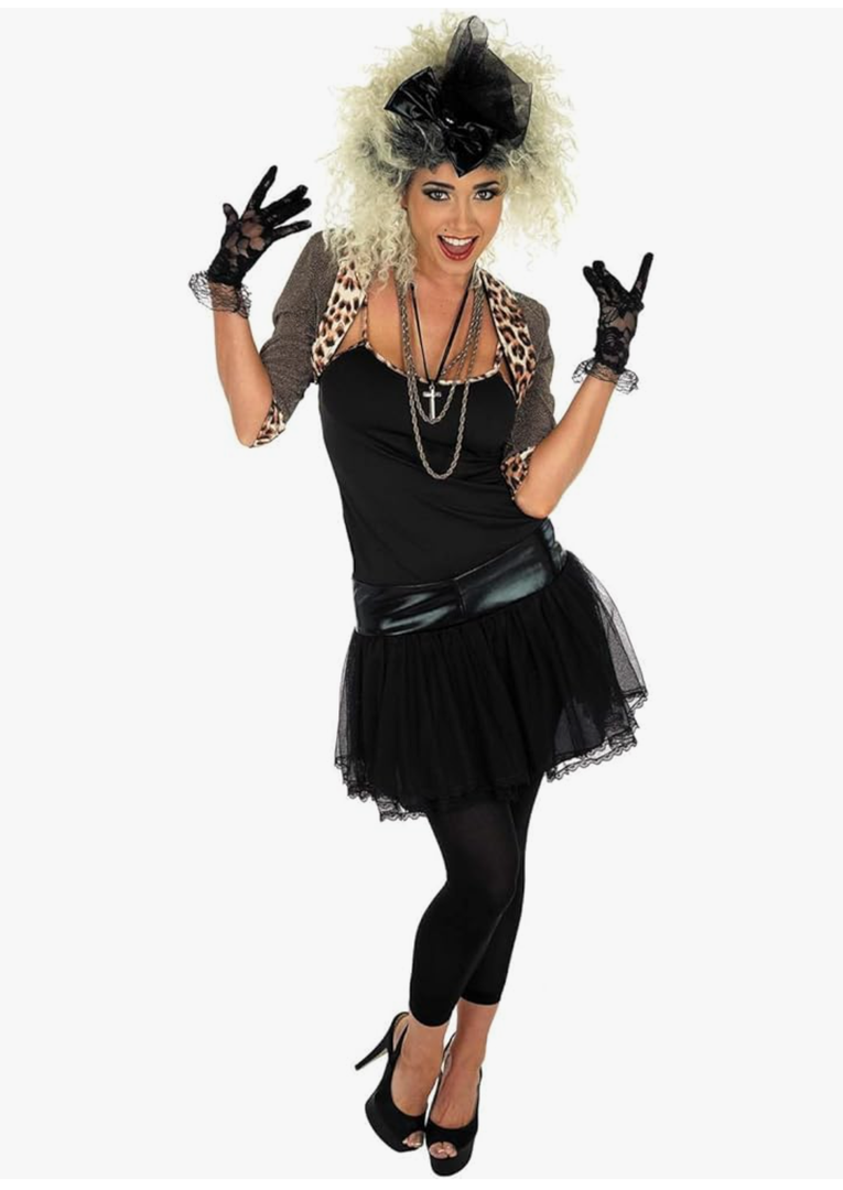 fun shack 80s Pop Star Costumes for Women, Vintage Pop Star Outfit, 80s Halloween Party Costume for Women L