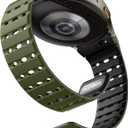 Magnetic Silicone Band Compatible with Samsung Galaxy Watch 7 6 5 4 FE 40mm 44mm/for Galaxy Watch 6 4 Classic 43mm 47mm 42mm 46mm/Watch 5 Pro 45mm, 20mm No Gap Sport Strap for Men Women (Army Green/Black)