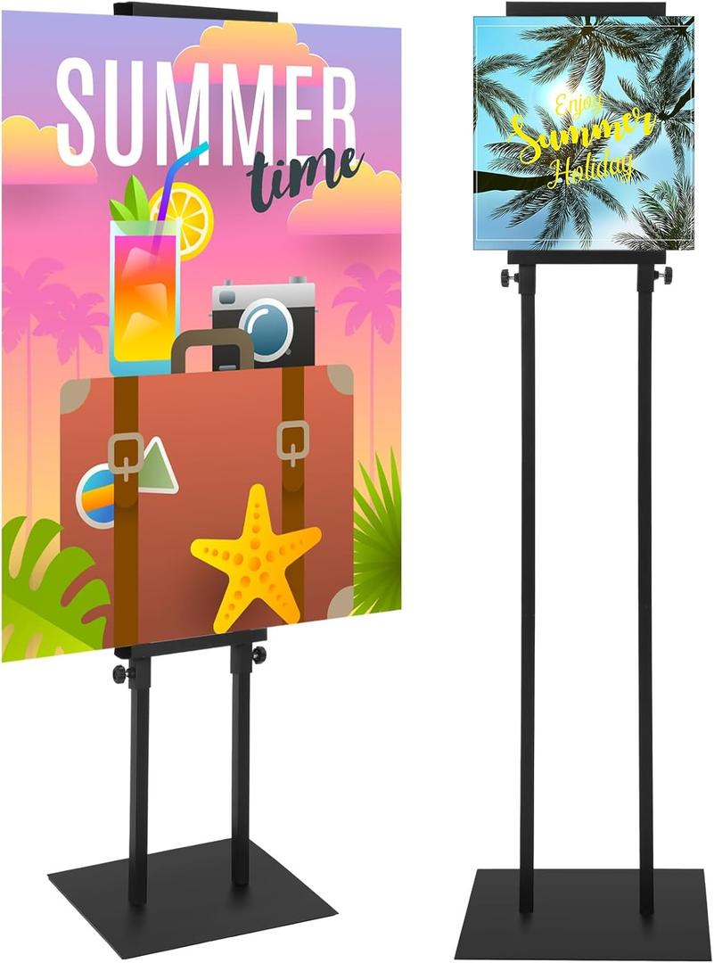 Blulu 2 Pcs Poster Stand for Display Double Side Heavy Duty Poster Board Stand for Display Foam Board Sign 74.8 Inches Adjustable Floor Standing Holder with Base for Indoor Outdoor