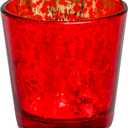 Decorative Votive Tealight Candle Holder, 2.5 Inch Mercury Glass, Red