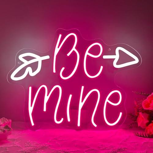 Be Mine Neon Sign,Be Mine Dimmable LED Light Signs for Wall Art Decor,Pink White Backdrop for Bedroom Club Party Bar Wedding Valentine,Gift for Women Man Teen USB Powered（13.8"*11.6"）