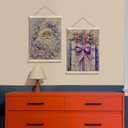 BearCake Vintage Purple Christmas Wall Art Poster Hanger Frame, Purple Christmas Decor, Fairytale Winter Xmas Floral Present Box Santa Wall Decor for Home Bedroom Living Room, 12x16 Inch Set of 2