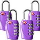 4 Dial Digit TSA Approved Travel Luggage Locks Combination for Suitcases (Purple-4 Pack)