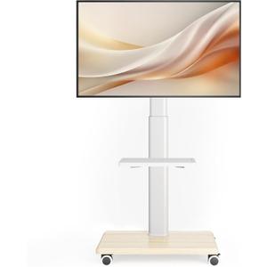 AX WABER Universal Floor TV Stand, Portable Rolling Floor TV Mount with Wheels, 80 Degree Swivel Height Adjustable for 27 to 65 Inch LCD LED OLED, Holds up to 88 lbs Mobile TV Cart, Max VESA 400x400mm