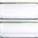 63 Oz 2 Pcs Large Glass Food Storage Containers 8 Cups Family Size Set Baking Containers with Locking Lids Storing food, BPA Free Leak Proof Microwave Oven Safe (2, 63 OZ)