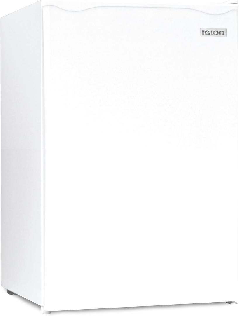 Igloo 2.6 Cu.Ft Mini Fridge with Freezer- Single Door Compact Refrigerator with Glass Shelves for Homes, Dorms & Offices- Keep Snacks, Drinks & Frozen Foods Cool with Temperature Control Fridge- White