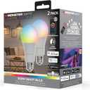 Monster Multi-Color and Warm-White LED Light Bulb, 16,000,000 Lighting Possibilities, Customizable with App, Compatible with Alexa/Siri/Google Assistant, Wi-Fi Enabled, 2-Pack, 9 Watt