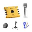 XOX K10 Set Live Streaming Audio Interface,Live Sound Card,Audio Mixer with Wired Microphone,Monitor Earphone and Metal Desktop Microphone Stand (K10 S1 SET)