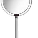 simplehuman Sensor Mirror Fold, 5'' with 10X Magnification, Round Rechargeable Travel Makeup Mirror, Tru-Lux® Full-Spectrum Light, Adjustable Brightness & Height, Brushed Stainless Steel