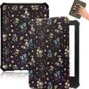 Fancity Case Compatible with 6" Kindle Paperwhite 5th/6th/7th Generation Soft Cover with Hand Strap Smart Auto Sleep/Wake for Kindle Paperwhite 1/2/3 (2012, 2013, 2015, 2016 Versions), Black Floral