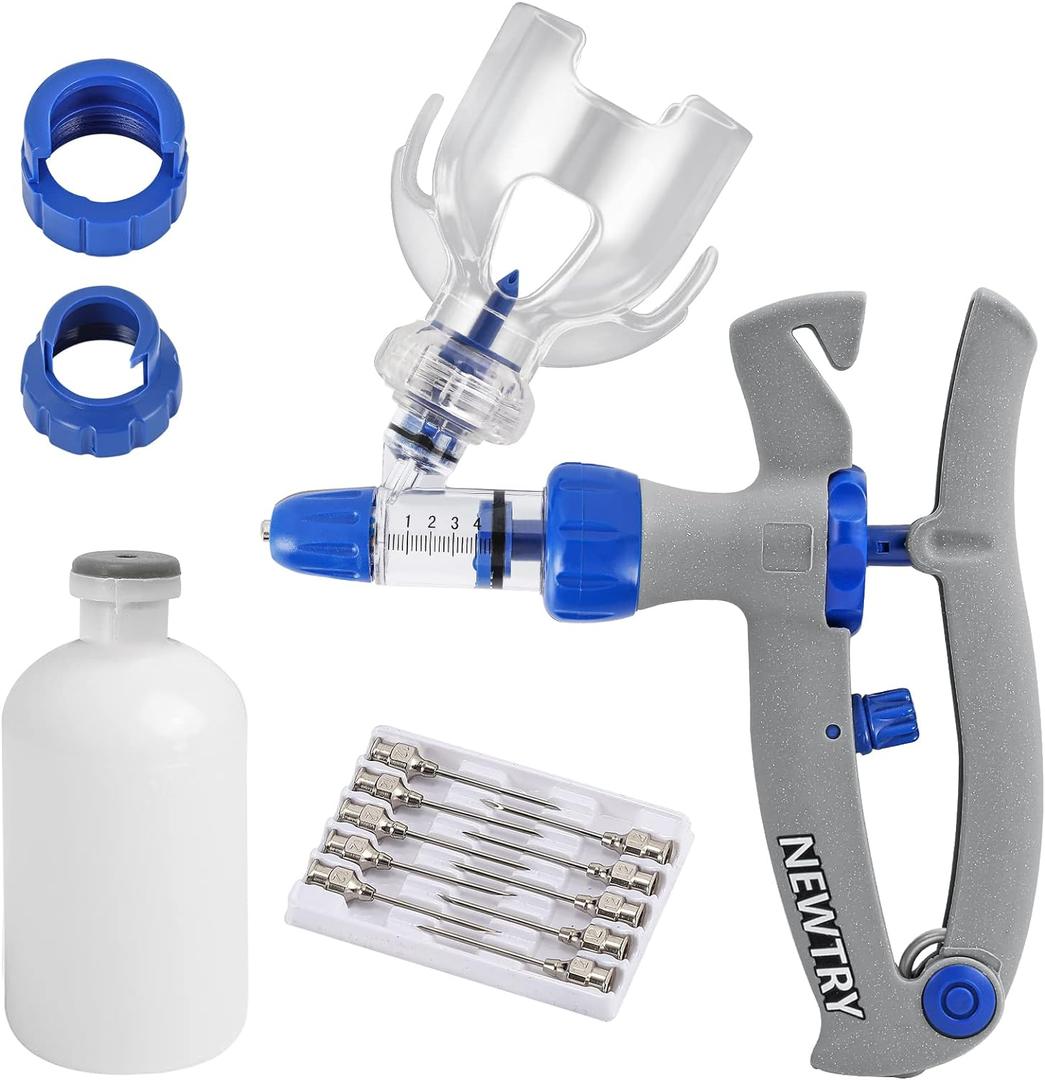 NEWTRY 5ml Livestock Syringe Gun, Adjustable Continuous Syringe for Cattle, Goat, Pig, Cow