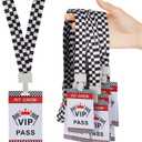 30 Sets Racing VIP Pass Cards with Checkered Racing Lanyards VIP Passes with Lanyard Suitable for VIP Racing Themed Party Decorations Birthday Party Backstage Pass VIP Car Accessories