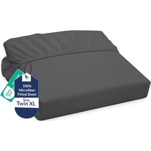 Royale Linens Fitted Sheet Twin XL - Ultra Soft 1800 Brushed Microfiber - Hotel Luxury Bottom Sheets - Wrinkle Free & Fade Resistant - Deep Pocket Fitted Sheet Only (Twin XL, Grey)