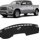 KUST Black Dash Cover for Dodge RAM 1500 2500 3500 2019-2024 2025 2026 Non-Slip Interior for Dodge RAM Accessories Dashboard Cover Custom Fit Dash Mat Sunshade Windshield Glare