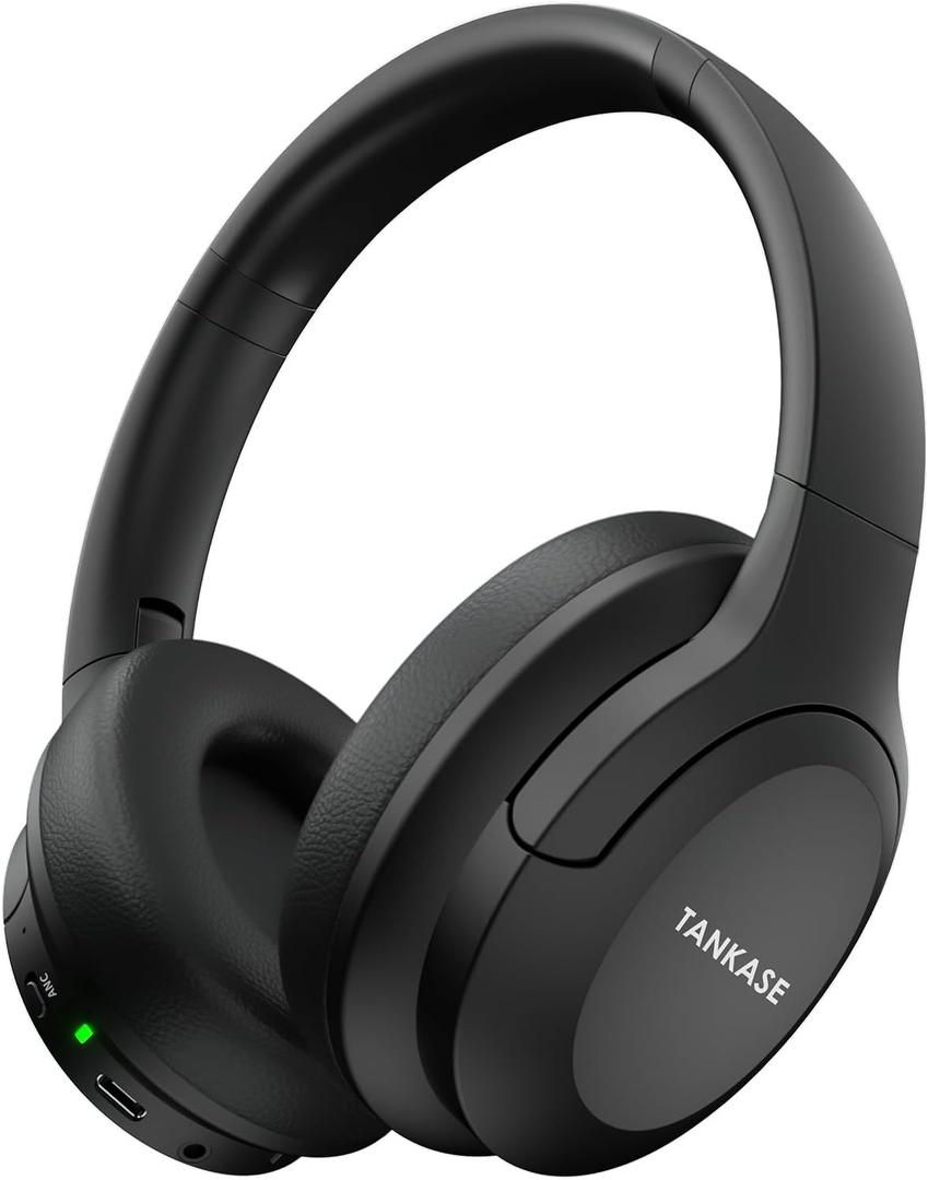Active Noise Cancelling Headphones, Wireless Over Ear Bluetooth Headphones,100H Play Time Bluetooth Headphone with Microphone,Lightweight and Foldable Comfortable Deep Bass for Work/Gym Black