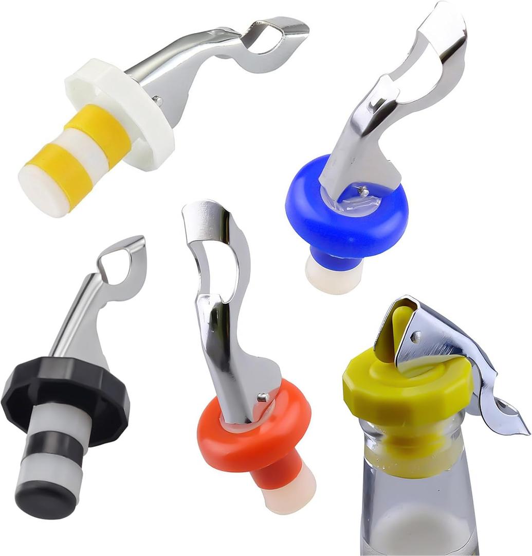 5 Pack Wine Bottle Stoppers for Glass Bottles, Soda Coke Bottle Stoppers for Champagne, Carbonated Drinks, Food-safe Silicone Reusable Pressurized Corks, Creates Airtight Seal To Keep Fizz