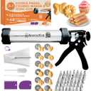 KneadEat Premium 68pc Churro Maker - Spritz Cookie Press Gun Kit - Icing Gun. 12 Cookie and Churro Discs. 48 Icing Tips. XL Filler. Piping Bag. Brushes. For Churros, Cookies and Cake Decorating.